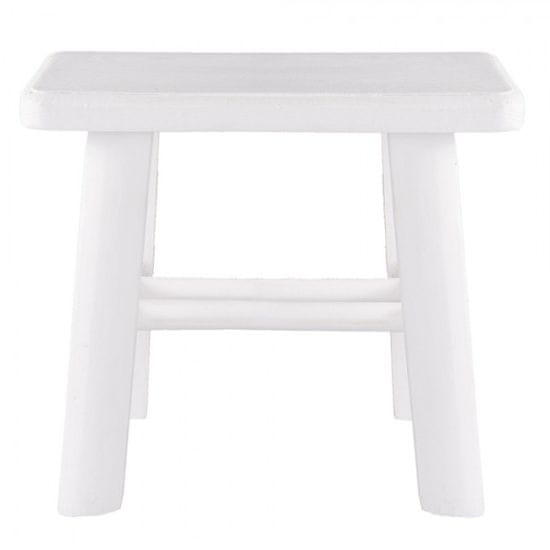 Clayre & Eef Bílá dřevěná stolička s patinou