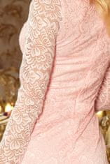 Numoco Dámské krajkové šaty Cadwan pastelová růžová M