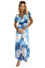 Numoco Dámské květované šaty Cinzia modrá Univerzální