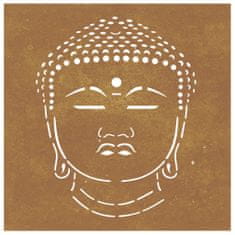 shumee Zahradní nástěnná dekorace 55x55 cm cortenová ocel Hlava Buddhy