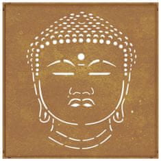 shumee Zahradní nástěnná dekorace 55x55 cm cortenová ocel Hlava Buddhy
