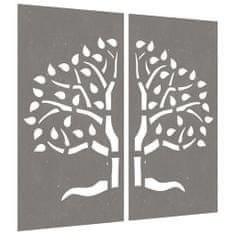 shumee Zahradní nástěnné dekorace 2 ks 105x55 cm cortenová ocel Strom