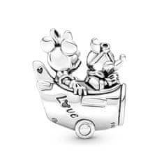 Pandora Hravý stříbrný korálek Mickey a Minnie v letadle 790108C00