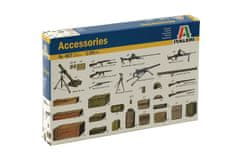 Italeri doplňky - příslušenství - pušky, samopaly, kulomety, helmy, bedny, Model Kit 0407, 1/35