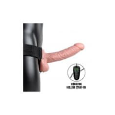 RealRock Vibrating Hollow Strap-on dutý připínací penis s varlaty 18 cm - tělový