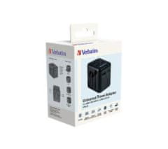 Verbatim Cestovní adaptér "UTA-02", univerzální, USB-A (QC 3.0) / USB-C (PD20W) 2x USB, 49544