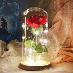 Svítící věčná růže ve skle - červená