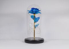 Svítící věčná růže ve skle - modro zlatá