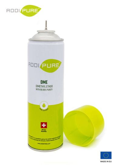 ADDIPURE ADDIPURE Dimethyl Ether (DME), sprej 500 ml, Organické extrakční činidlo. Laboratorne potvrzená 99,99% cistota. Vhodný pro použití vpotravinách. Švýcarská kvalita.