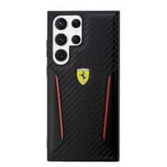 Ferrari  PU Carbon Zadní Kryt pro Samsung Galaxy S23 Ultra Black