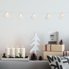 DecoKing Vánoční světelný řetěz CRALA s dřevěným zvonečkem bílý