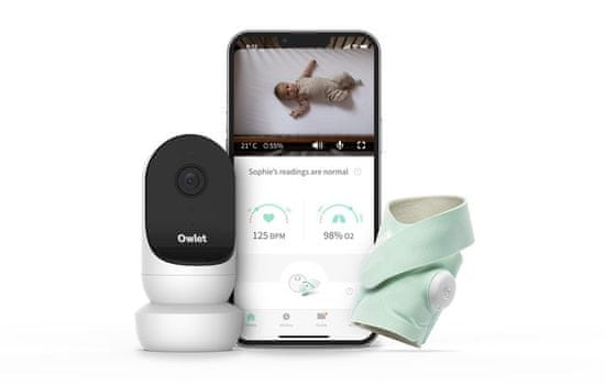 Owlet Ponožka chytrá Smart Sock 3 a Kamera Cam 2 - světle zelená