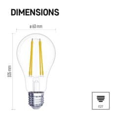 Emos LED žárovka Filament A60 / E27 / 3,8 W (60 W) / 806 lm / neutrální bílá