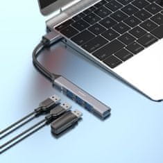 Northix USB hub se 4 porty - stříbrný 