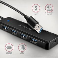 AXAGON travel hub 4x USB 3.2 Gen 1, 1x USB-C, kabel USB-A 19cm
