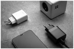 FIXED Set síťové nabíječky s 2xUSB výstupem a USB/USB-C kabelu, 1 metr, 17W Smart Rapid Charge, černá