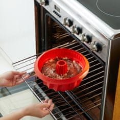 Lékué Silikonová pečicí forma na bábovku 22 cm Lekue Deep Savarin | červená