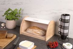 Zeller Dřevěný chlebník s bílým víkem 39x25x21cm