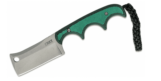 CRKT CR-2383 MINIMALIST Cleaver nůž na krk 5,4 cm, černo-zelená, Micarta, plastové pouzdro, šňůrka
