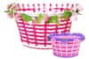 Pletený košík na kolo - květiny - dívky - bílá/růžová