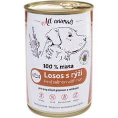 All Animals konz. pro psy losos mletý s rýží 400g