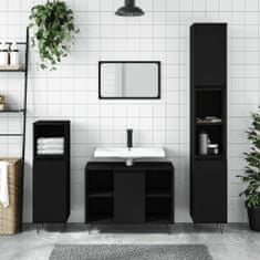 Greatstore 3dílný set koupelnového nábytku černý kompozitní dřevo