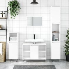 Greatstore 3dílný set koupelnového nábytku lesklý bílý kompozitní dřevo