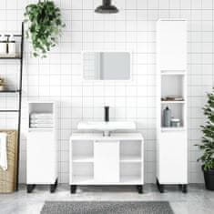 shumee 3dílný set koupelnového nábytku lesklý bílý kompozitní dřevo