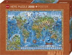 Heye Puzzle Map Art: Úžasný svět 2000 dílků