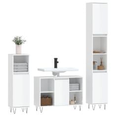 Greatstore 3dílný set koupelnového nábytku lesklý bílý kompozitní dřevo