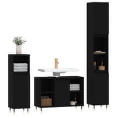 Vidaxl 3dílný set koupelnového nábytku černý kompozitní dřevo