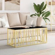 Greatstore Konferenční stolek zlatý 110 x 45 x 45 cm nerezová ocel a sklo