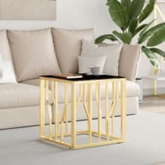 Greatstore Konferenční stolek zlatý 50 x 50 x 50 cm nerezová ocel a sklo