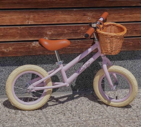 Isabelle Rose Dětské odrážedlo balanční kolo v pastelově růžové barvě s košíkem
