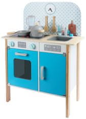Leomark Dětská dřevěná kuchyňka s hodinami - Menfi / Modrý 339