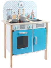 Leomark Dětská dřevěná kuchyňka s hodinami - Menfi / Modrý 339