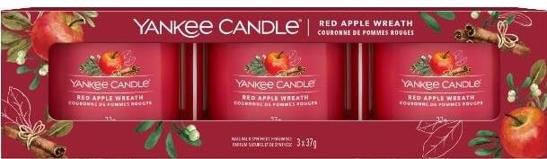 Levně Yankee Candle sada votivních svíček ve skle 3 ks Red Apple Wreath
