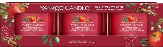 Yankee Candle sada votivních svíček ve skle 3 ks Red Apple Wreath