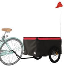 Greatstore Přívěsný vozík za kolo černý a červený 45 kg železo