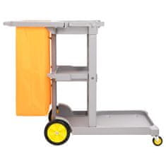 Vidaxl 3patrový úklidový vozík s odnímatelným vakem PP a oxford
