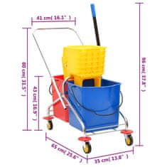 Vidaxl Úklidový vozík s kbelíky a ždímačkou PP a chromovaná ocel