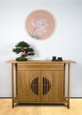 Bondek Asijský obraz v dřevěném rámu pr. 60 cm - Bilý lotos