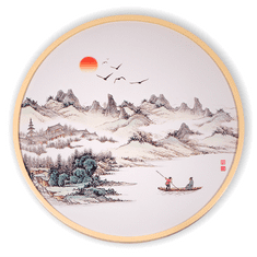 Bondek Asijský obraz v dřevěném rámu pr. 60 cm - Převozník