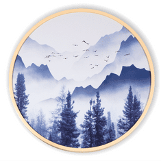 Bondek Asijský obraz v dřevěném rámu pr. 60 cm- Hejno nad lesem