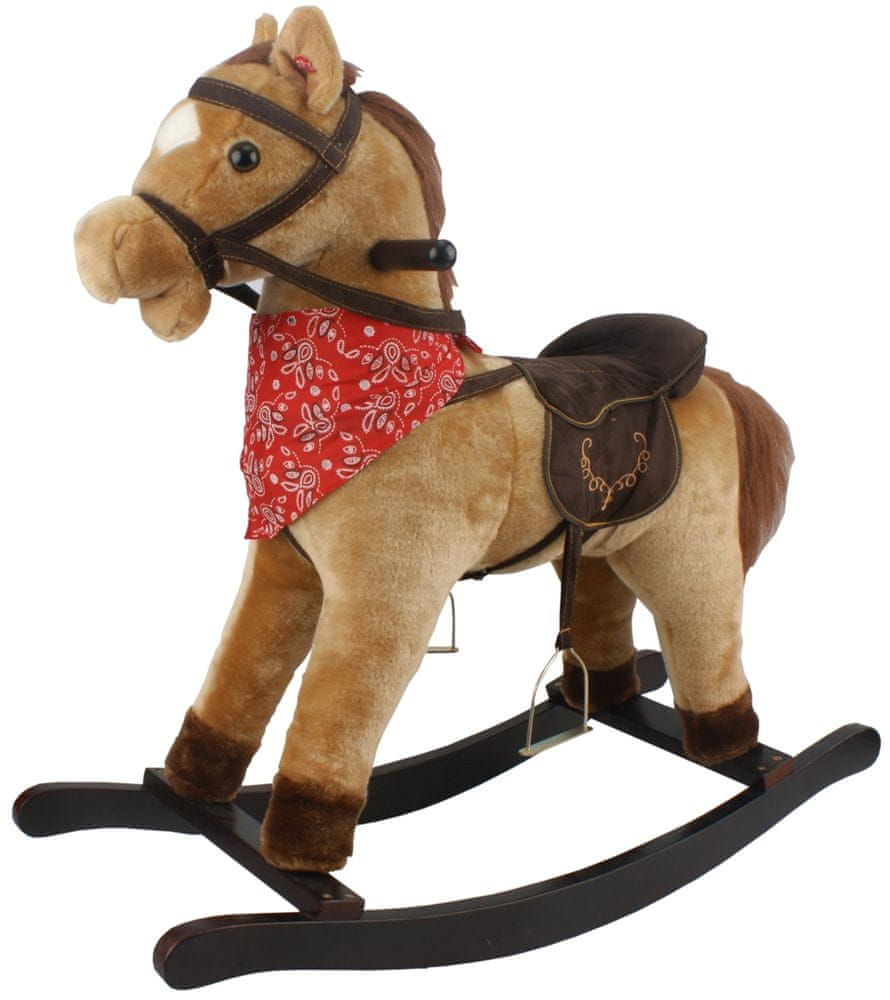 Levně Mac Toys Hnědý houpací kůň s šátkem, zvukem a hýbající pusou