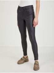 Orsay Tmavě šedé dámské koženkové kalhoty ORSAY S