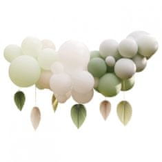 MojeParty Sada balónků na balónkový oblouk s papírovými vějíři šalvějová/bílá 40 ks