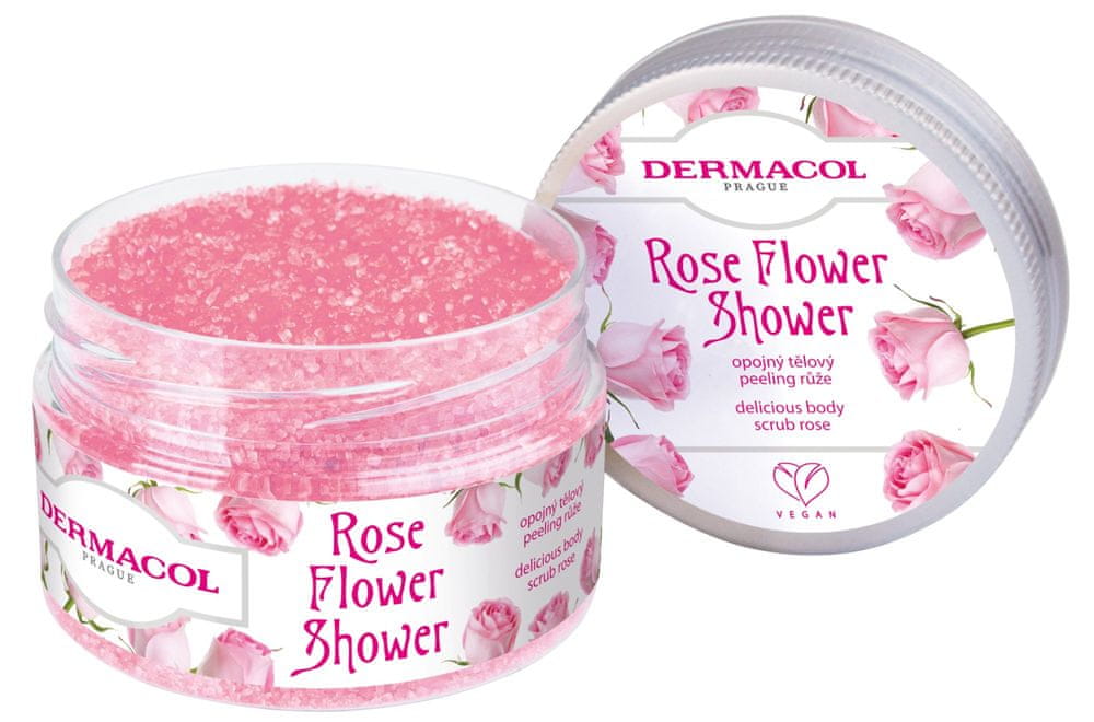 Levně Dermacol Flower shower tělový peeling Růže 200 g