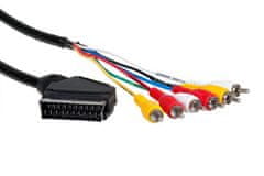 AQ AV kabel KVR015, Scart/6xRCA (cinch) - vstup + výstup, 1,5m