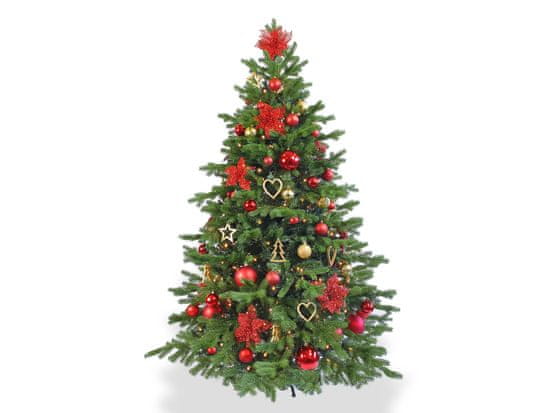LAALU.cz Ozdobený umělý vánoční stromeček se 106 ks ozdob VÁNOČNÍ HVĚZDY 150 cm se stojánkem a vánočními ozdobami